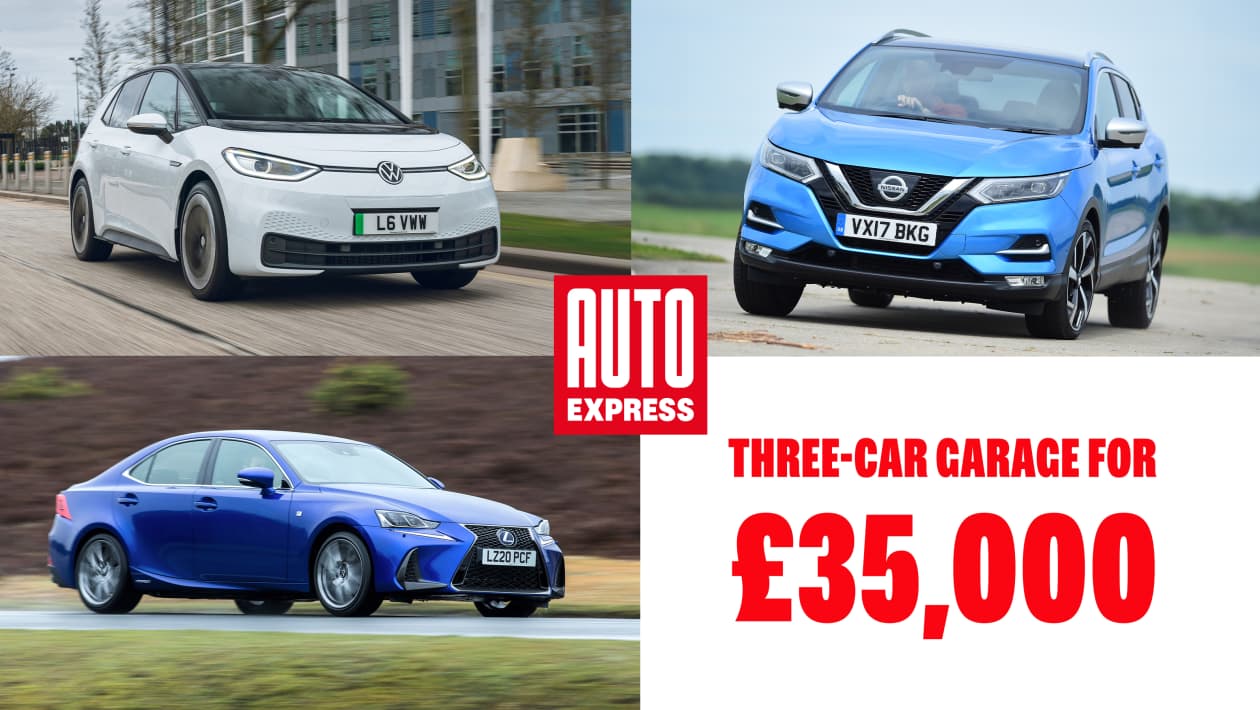Three-car garage: used Nissan Qashqai, Volkswagen ID.3 and Lexus IS for under £35k
